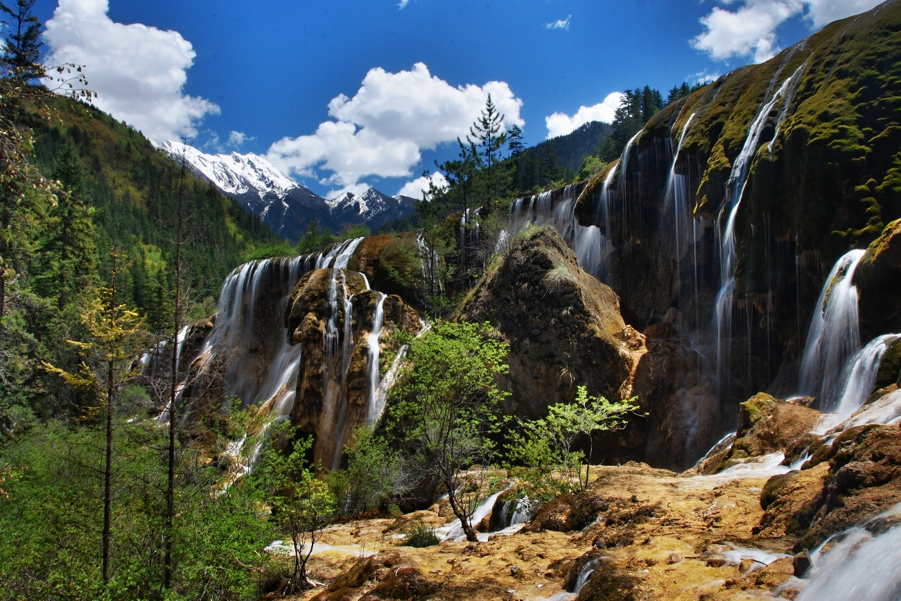 Vodopády Pearl Shoal, Jiuzhaigou, Sichuan