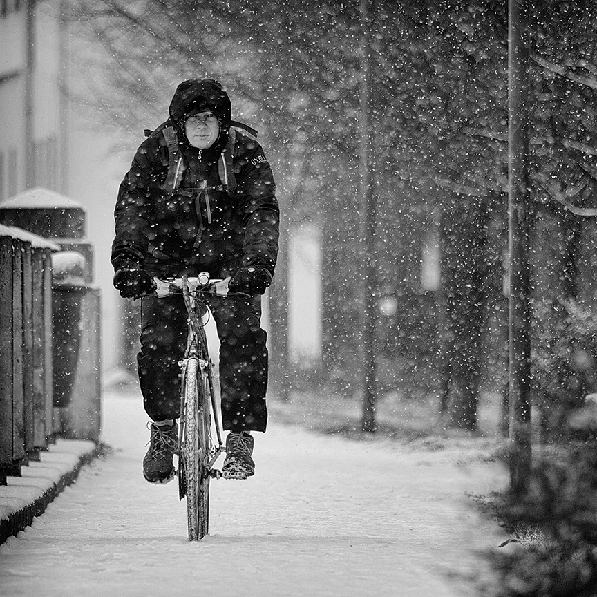 Cyklista v zimě