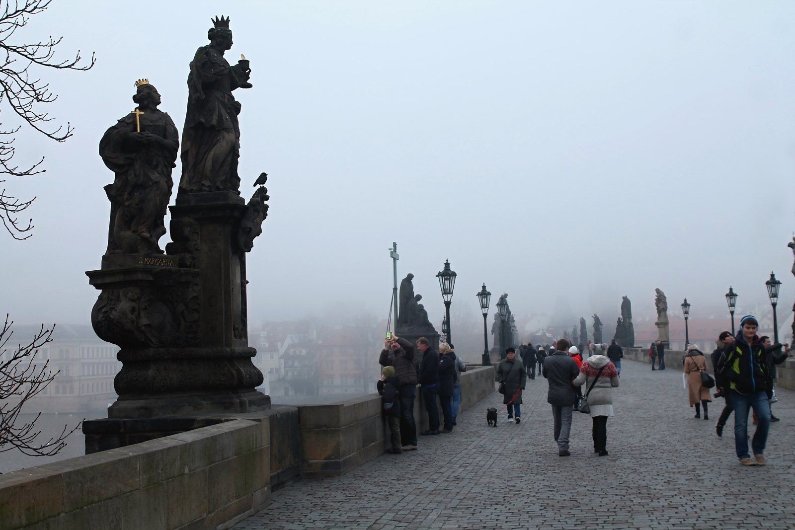 Mlha na Karlově mostě
