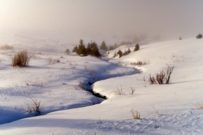 Zimní krajina - Potok v zimě