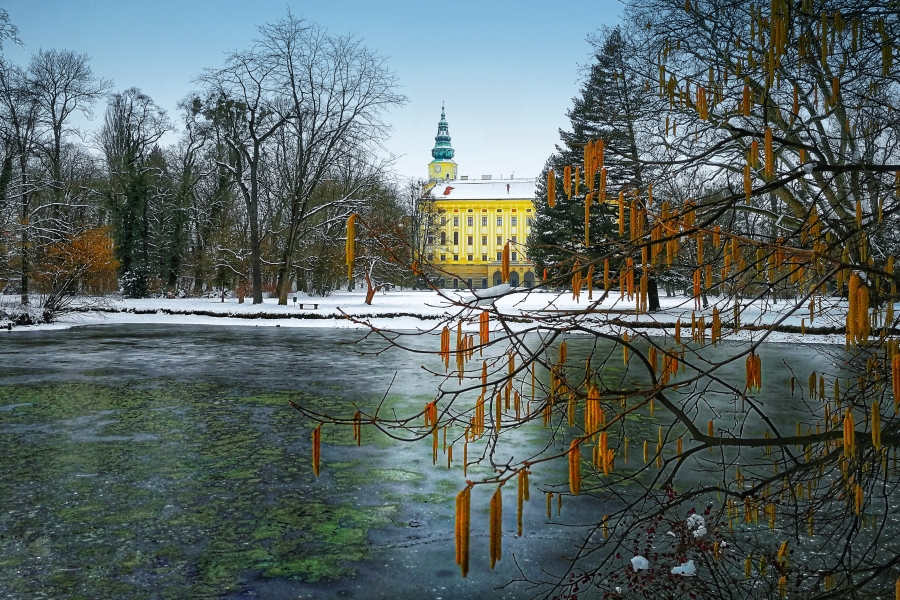 Kroměřížský zámek v zimě
