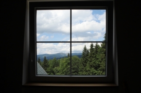 Pohled z okna - Krkonoše za oknem